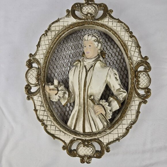 VTG Universal Statuary Co 1958 Chalkware Victorian Man Proposing Wall Hanging - Picture 1 of 11